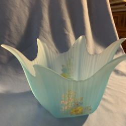 Viking Vintage Frosted Blue Glass Bowl