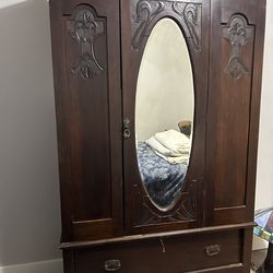 Antique Mahogany Armoire With Mirror