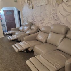 To leather reclining couches
