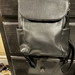 ALDO Women's  Leather  Backpack, Black/Black