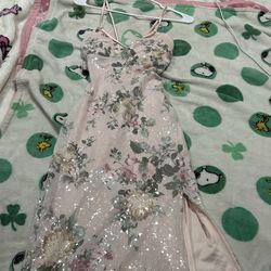 Pink floral prom dress