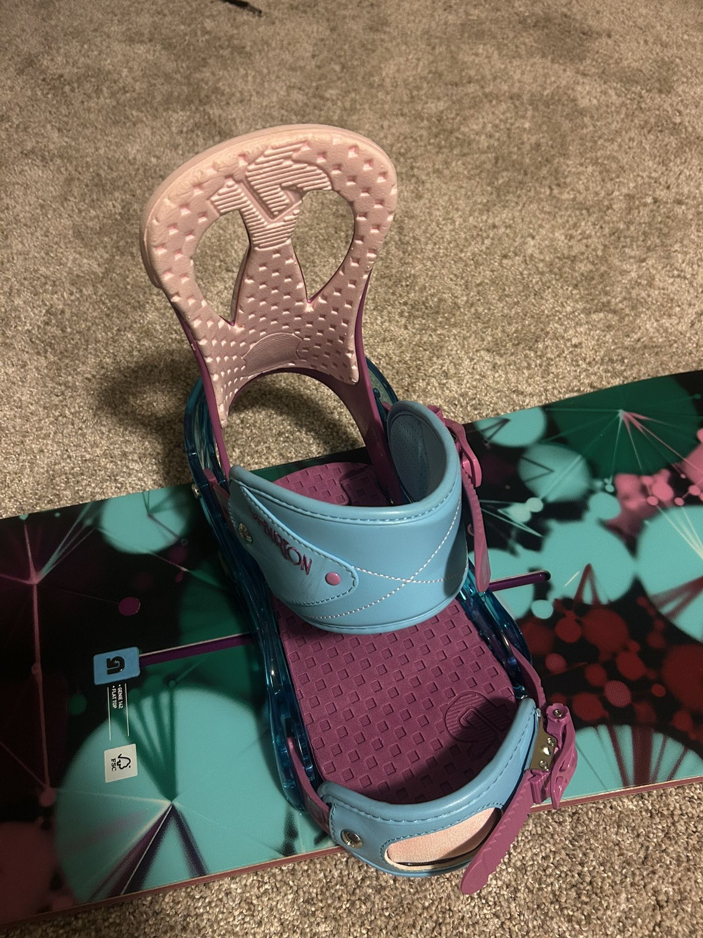 Snowboard Burton Genie 142 Flat Top With Boots Helmet Bag And