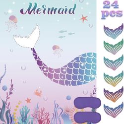 Pin The Tail On The Mermaid Game And 3 Plastic Table Covers