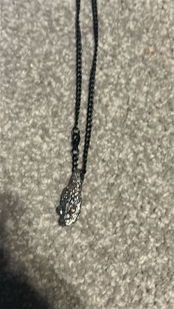 Black chained silver scaled serpent necklace