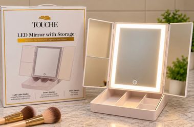 Brand New LED Light Makeup Mirror with Storage Organizer