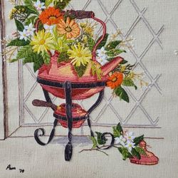 old vintage  frame flowers 