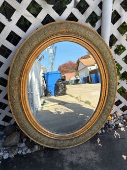 Large Round Gold Ornate Wall Mirror