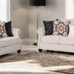 Brand New Grey Super Plush Sofa & Loveseat (Pillows Included)