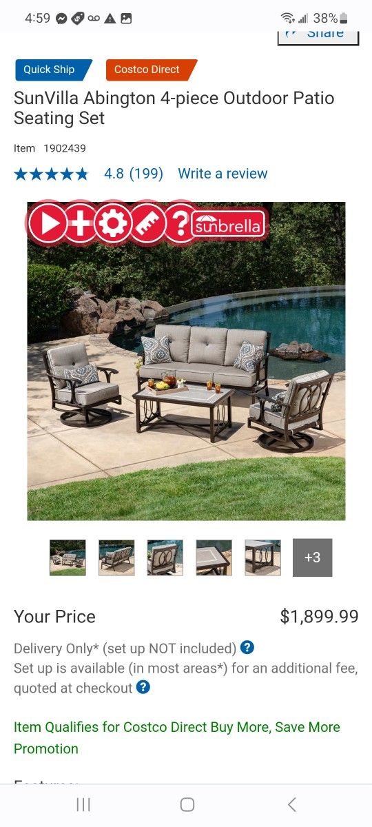 SunVilla Abington 3-piece Outdoor Patio Seating Set (no table) $1,200