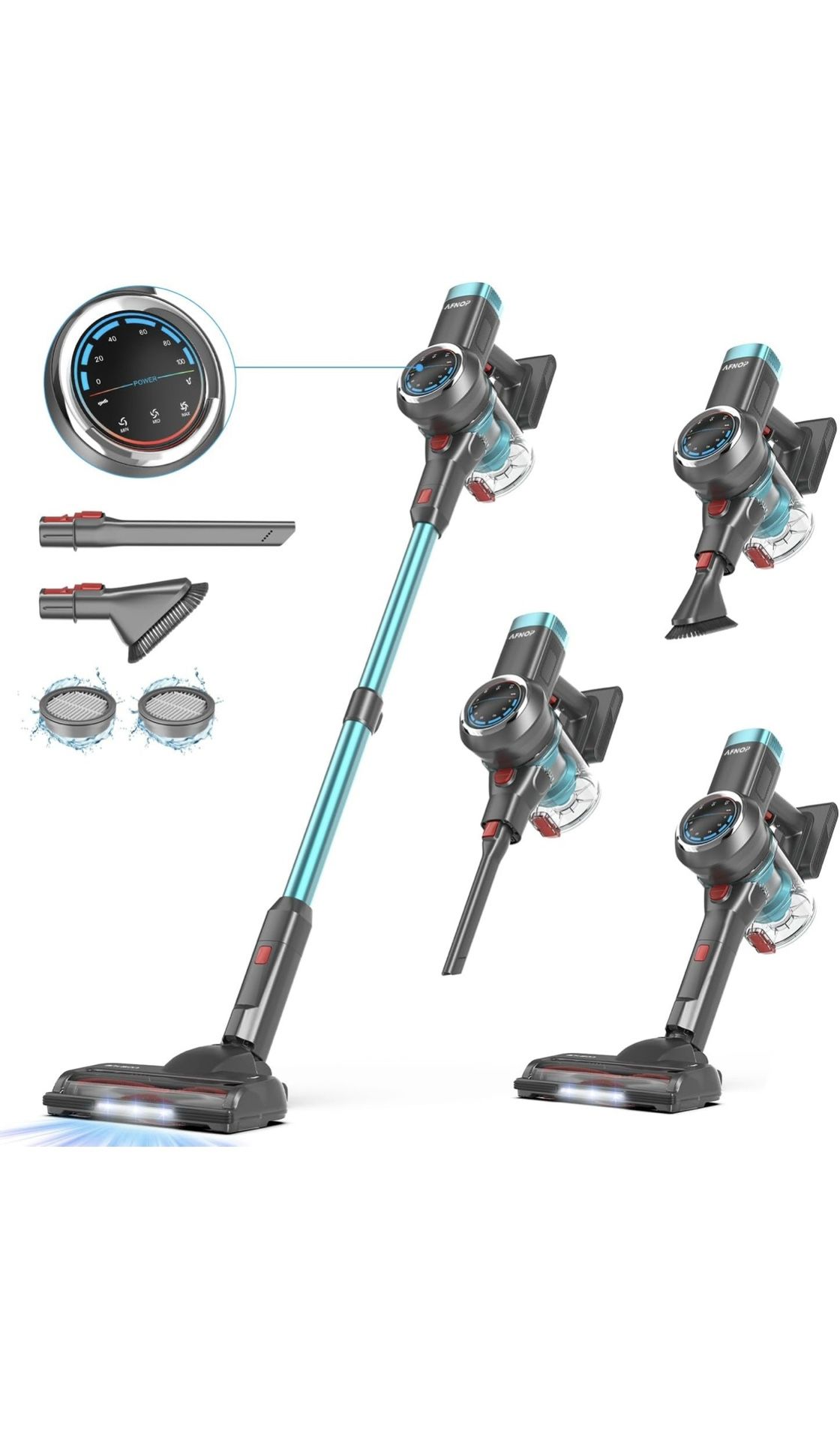 Cordless Vacuum Cleaner, 550W/45Kpa/65Mins Vacuum Cleaners for Home, Self-Standing Stick Vacuum with LED Display, Rechargeable Cordless Vacuum, Lightw