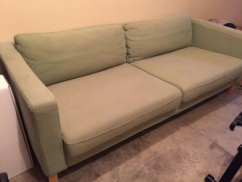 IKEA Karlstad Sofa with Korndal Green Slipcover (discontinued color)