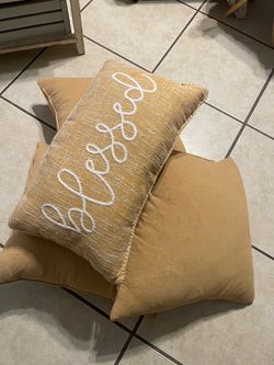 Set of 4 Camel Throw Pillows
