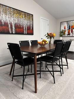 Crate And Barrel Laredo Black Leather Dining Chair 