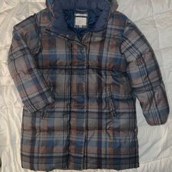 Like New XXL Plaid Knee Length Puffer Coat