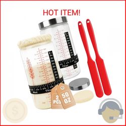 Keafont 2 Pack Sourdough Starter Jars 50oz Extra Large Capacity