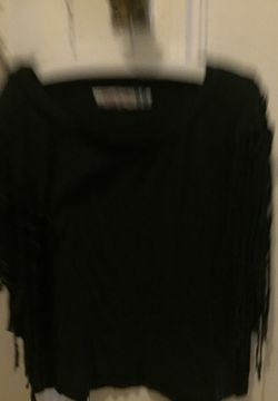 Vintage Havana, size small, black tee shirt with fringed sides