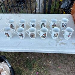 1981 Danbury Mint Collection Of Norman Rockwell Mugs Set of 12