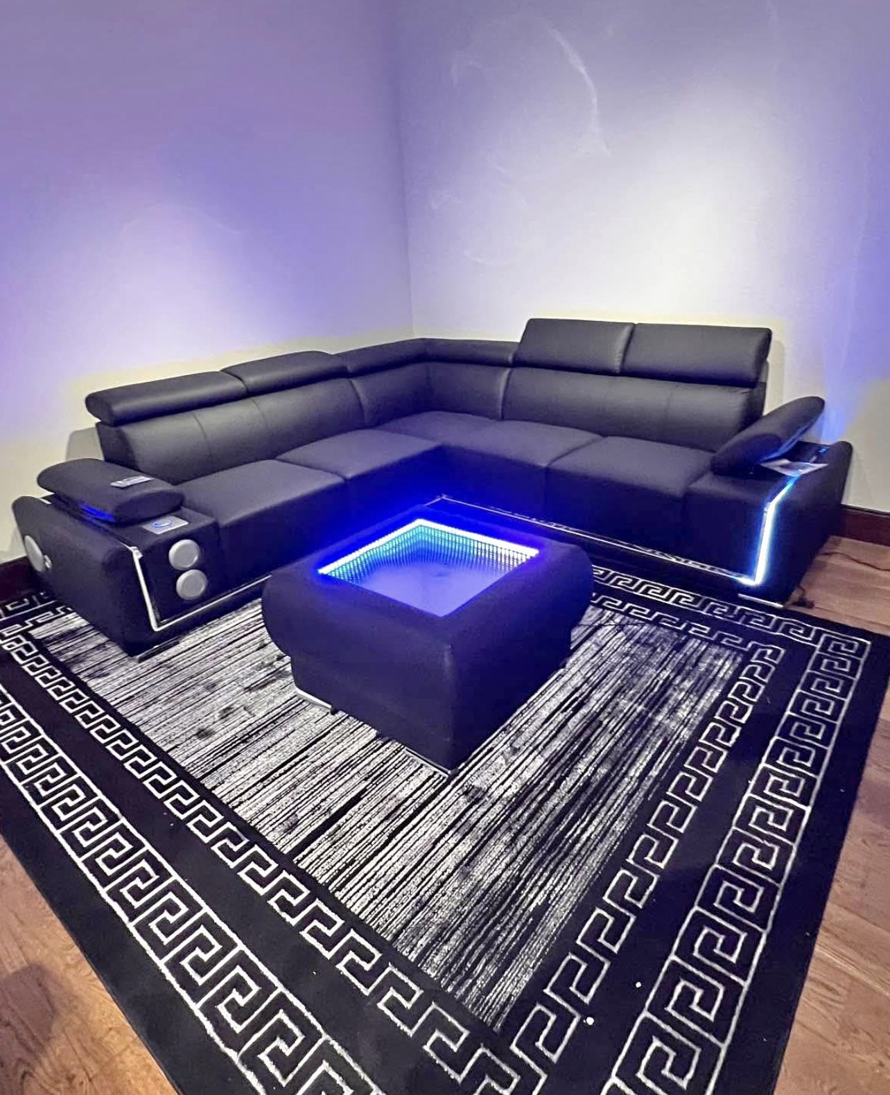 Ultra Modern Sectional With Matching Ottoman Coffee Table