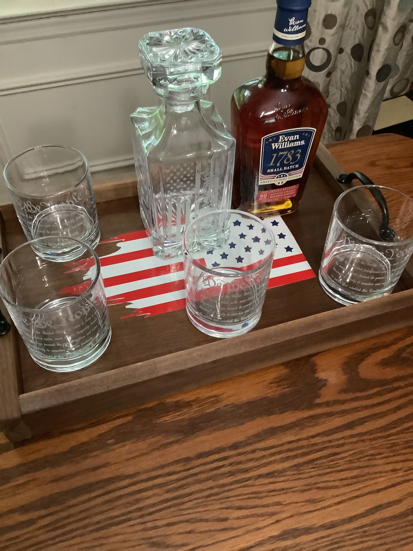 Wood Whiskey Tray “We The People”