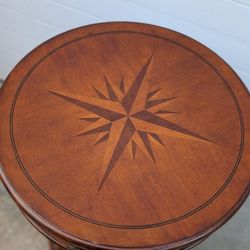 Compass Rose Pedestal Table – Designer Coastal / Nautical Accent – $300