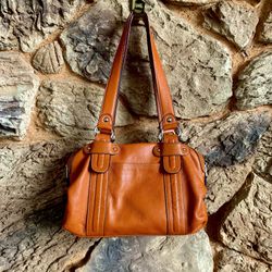 Genuine Leather Well-Crafted And Maintained Mandarin Colored Tignanello Purse Vintage/Retro