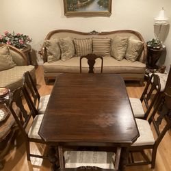 Vintage 1920s era Commonwealth Of Pennsylvania Vintage Dining Table And 6 Chairs