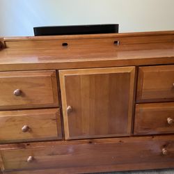 nursery dresser with diaper area/ and Changing tTable Top (with holes for safety strap)