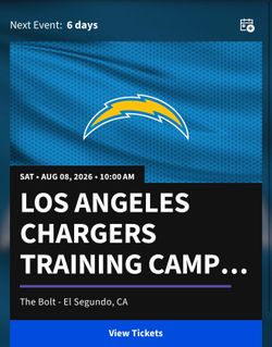 Chargers Training Camp 2 tickets