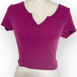 Bozzolo Chic Ribbed V-Neck Top 💜👚 Size L