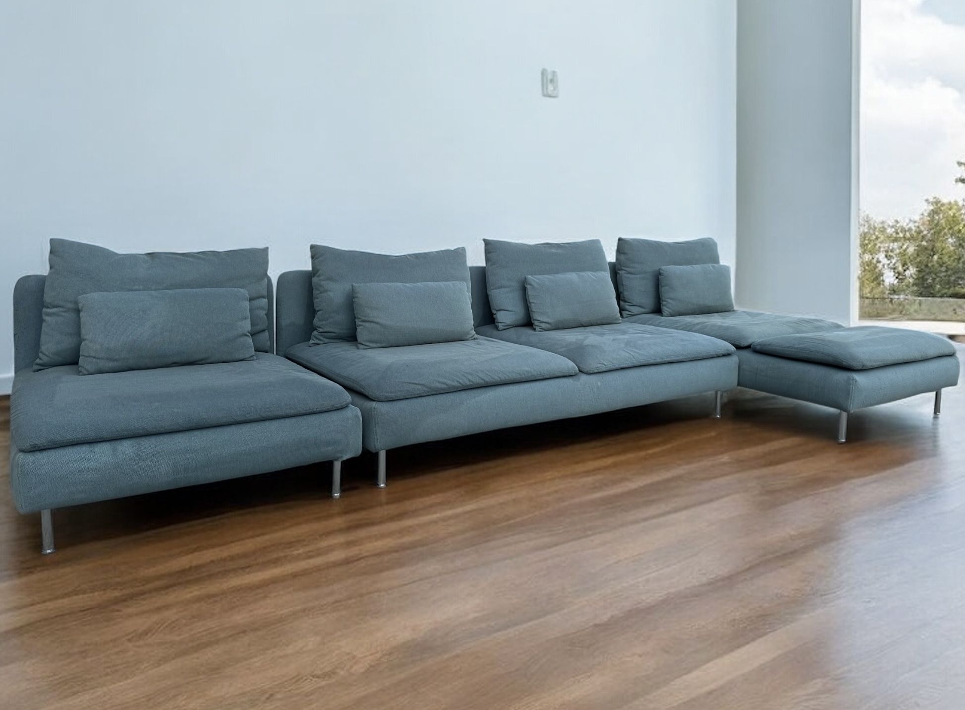 IKEA Sectional Sofa Couch with Chaise Modern Low Profile