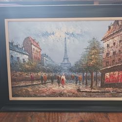 PARIS France Painting Oil Canvas 32"-44" Inches 