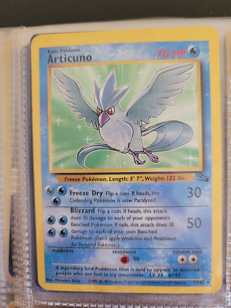 Pokemon Articuno Rare Fossil Card