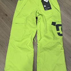 DC Snowboard Ski Pants 5000 MM Waterproof Insulated Youth Medium Lime Green NWT