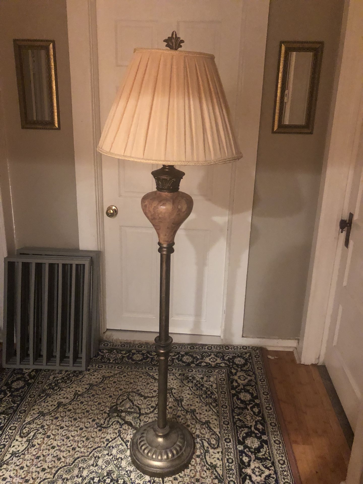 Antique Heavy Brass Floor Lamp With Shade