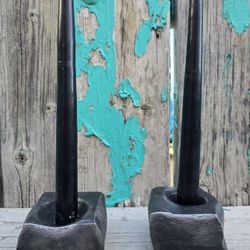 Vintage Heavy Cast Iron Candle Holders