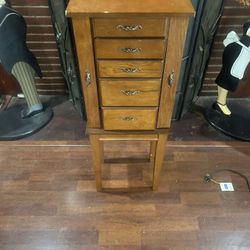 Small Wood Stand Up Jewelry Box:36x13x9” Good Condition 