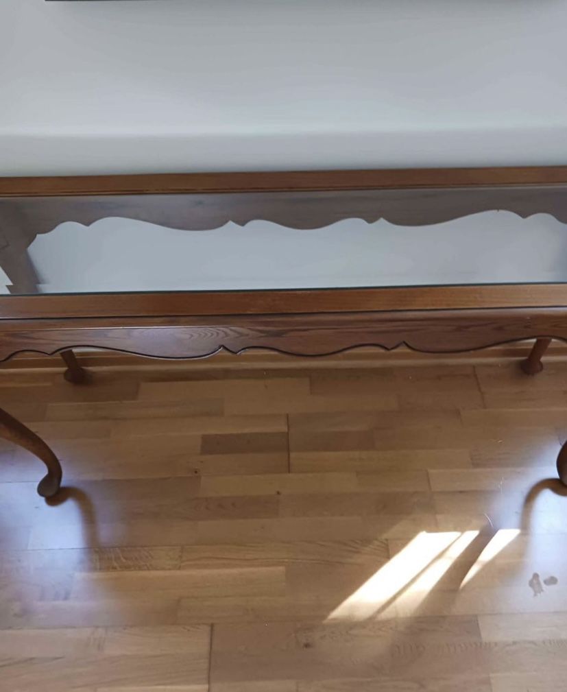 Sofa Entry Table Wood Glass Top