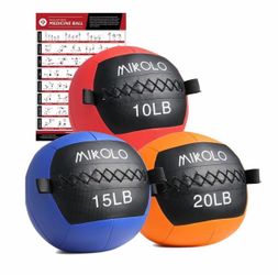 Mikolo Medicine Ball, Wall Ball,Soft Medicine Ball Set,Slam Ball for Core Training Ball Set of 45lbs