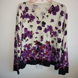 Charter club women’s floral cardigan/ sweater size P/XL