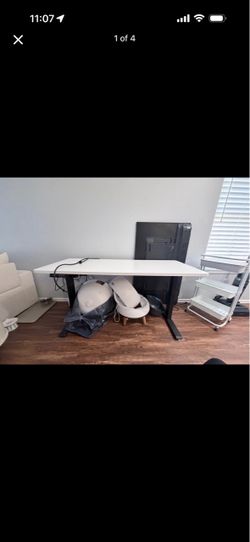 Electric Standing Desk White Top Black Frame