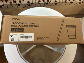 Dealusy 100 Pack - 16 oz Clear Plastic Cups with Lids and Straws, Sturdy & Food Safe Iced Coffee Cups with lids, Disposable Plastic Smoothie Cups for