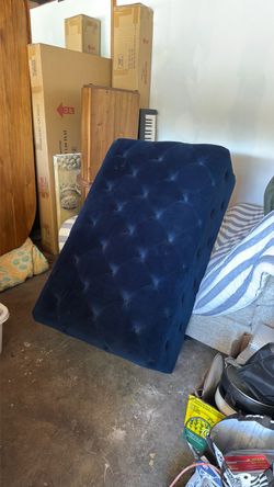 Navy blue velour ottoman