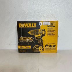 🟠SALE🟠 DEWALT Atomic 20-Volt MAX Cordless Brushless Compact 1/2 in. Hammer Drill, (2) 20-Volt 1.3Ah Batteries, Charger & Bag DCD708C2