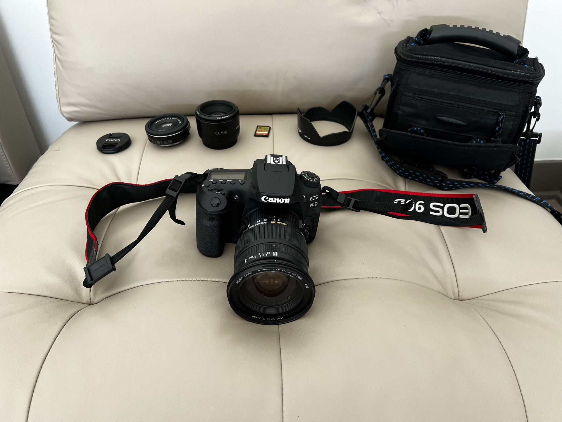 Canon EOS 90D DSLR Camera Body, 3 LENSES, 128gb SD Card Bundle