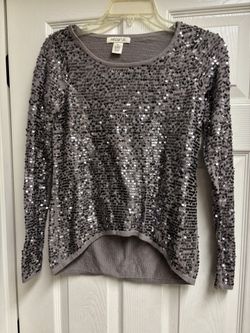 Arden B Silver Sequin Top XS
