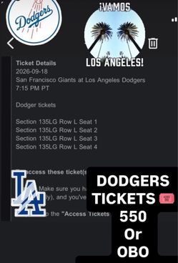 Dodgers tickets vs San Francisco giants