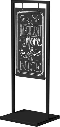 INNOVART Chalk Board Easel Sign, Sidewalk Sign 47" x 18" with Display Shelf