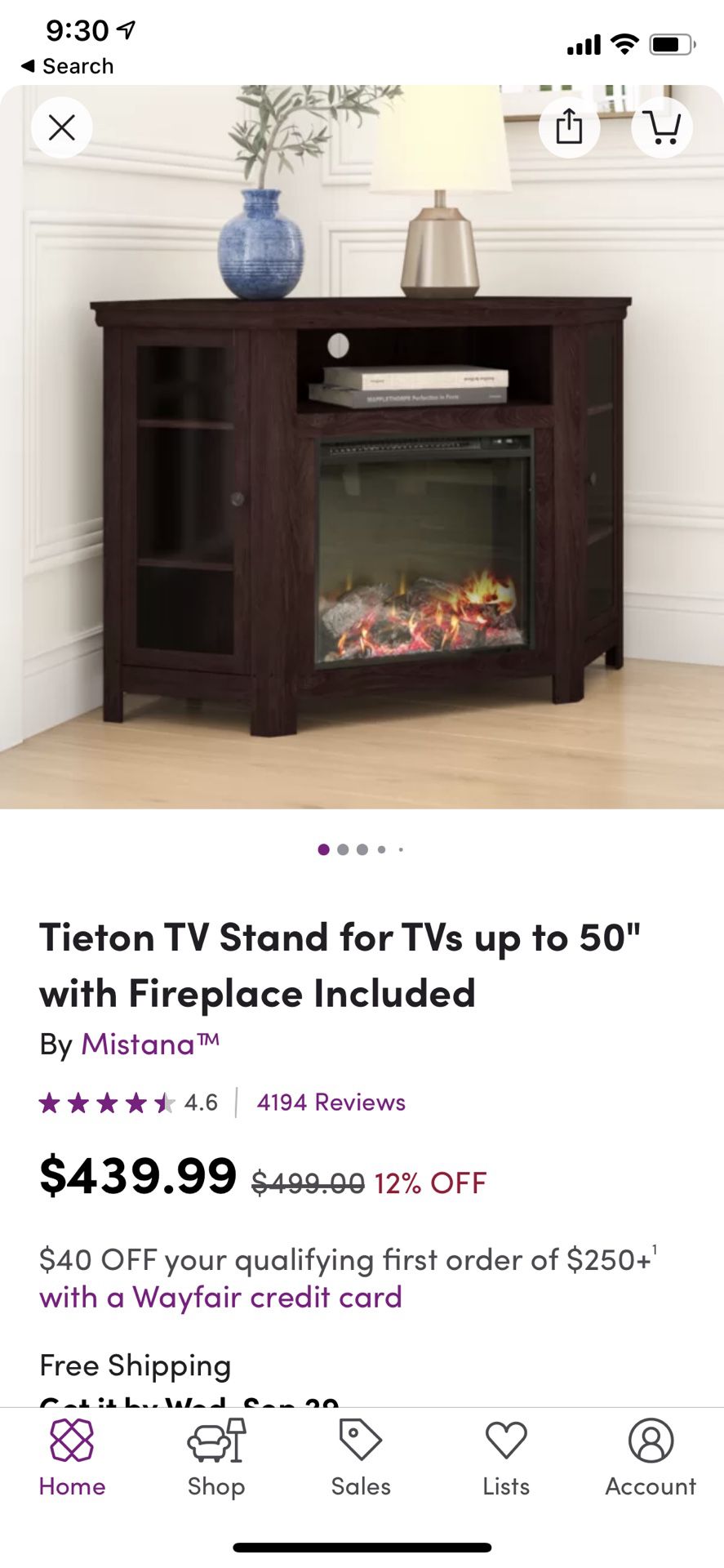 Corner Fireplace TV Stand