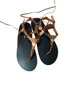 Wild Pair Lace-Up Gladiator Sandals – Women’s Size 6.5 – Brown Studded – NWOT