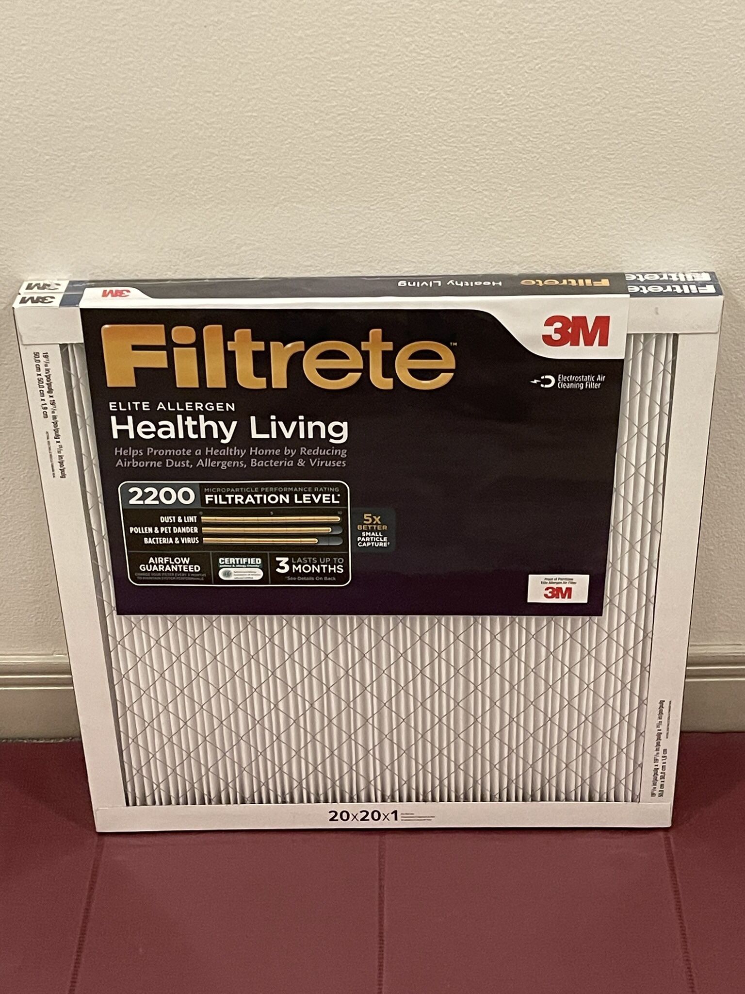 NEW!! 2-Pk. FILTRETE 2200 Filtration Level HVAC FILTERS (20" x 20" x 1") - firm price
